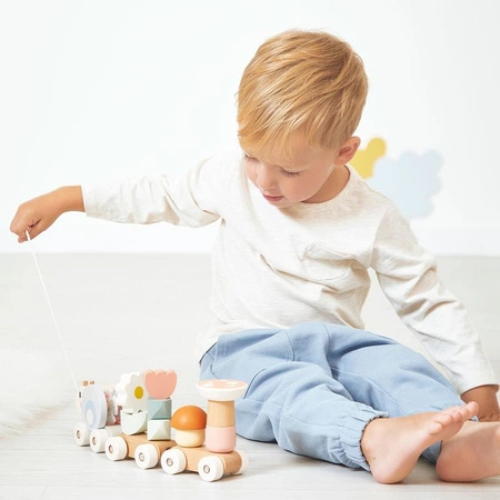 Janod Magnetyczny pociąg z klockami i grzechotką do ciągnięcia Ślimak Sweet Cocoon 12m+