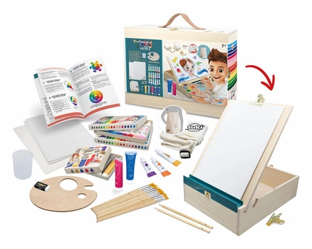 Drewniana teczka artysty z akcesoriami 5440