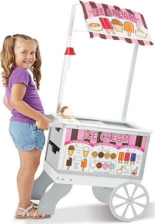 Drewniane stoisko na kółkach z lodami i przekąskami 19350-Melissa & Doug, zabawa w sklep i restaurację