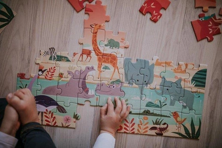 Puzzle w walizce Rezerwat zwierząt 54 elementy 5+ Made in France, Janod