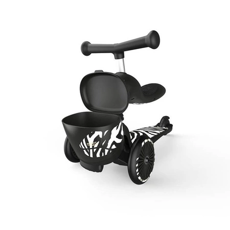 SCOOTANDRIDE Highwaykick 1 Lifestyle 2w1 Jeździk i hulajnoga z zamykanym schowkiem 1-5 lat Zebra