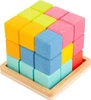 Kolorowy sześcian z elementami Tetris 11346-Small Foot, układanki drewniane
