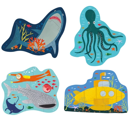 Podwodny świat puzzle dla początkujących 4 w 1