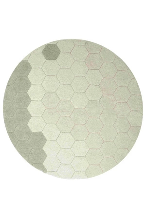 Dywan bawełnainy okrągły Ø 140 , Round Honeycomb Blue Sage, Planet Bee, Lorena Canals