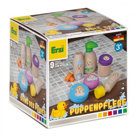 Kosmetyki dla lalki do pielęgnacji Erzi 21505 zestaw drewnianych akcesoriów