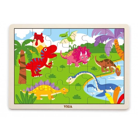 VIGA Drewniane Puzzle Dinozaury 24 Elementy