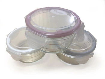 B-Szklane pojemniki 3 szt 280ml White-Grey- Pink