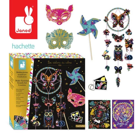 Multizestaw kreatywny 8 kreacji Wydrapywanki 7+, Janod