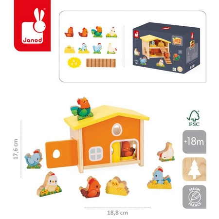 Drewniany domek Farma Mój pierwszy kurnik 18 m+, Janod