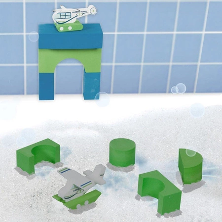 Zabawka do kąpieli BathBlocks - Odrzutowiec i helikopter 10 el.