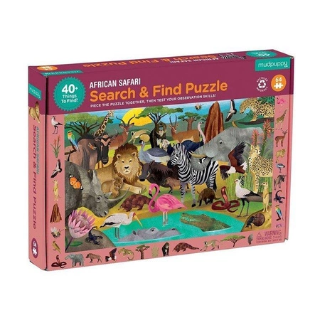 Mudpuppy Puzzle obserwacyjne Afrykańskie safari 64 elementy 4+
