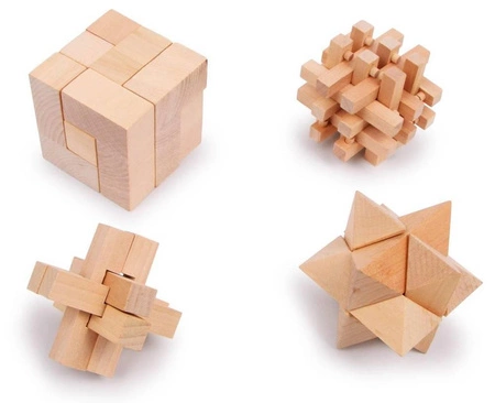 Zestaw 4 układanek logicznych z drewna 2934-Small Foot, układanki dla dzieci