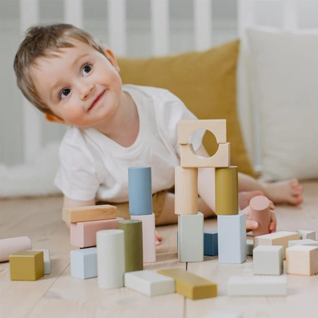 Zestaw pastelowych klocków drewnianych Micki 60 szt.