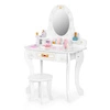 Toaletka dziecięca drewniana duża z lustrem dla dziewczynki różowe dodatki ECOTOYS