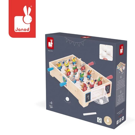 Janod Gra zręcznościowa drewniana Mini hokej Applepop 3+