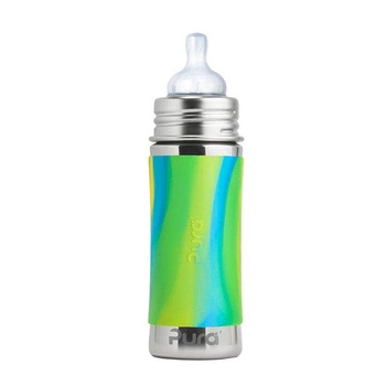 Butelka ze smoczkiem 325 ml, niebieska swirl, Pura