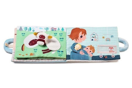 LILLIPUTIENS Miękka książeczka aktywizująca z mini - przytulankami „Baby boom” Farma 18 m+