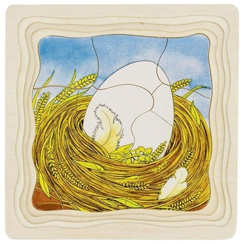 Od jajka do kurczaka - układanka drewniana na podstawce, 57521-goki, układanki dla dzieci