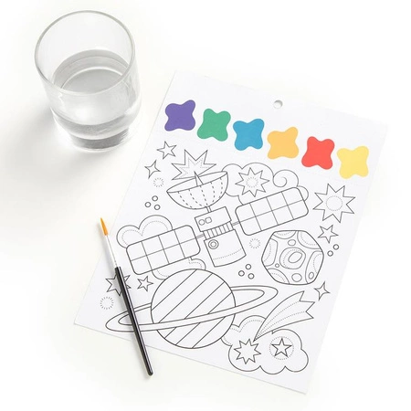 Mudpuppy Książeczka do malowania kolorowanka akwarelowa z pędzelkiem Kosmos 5+