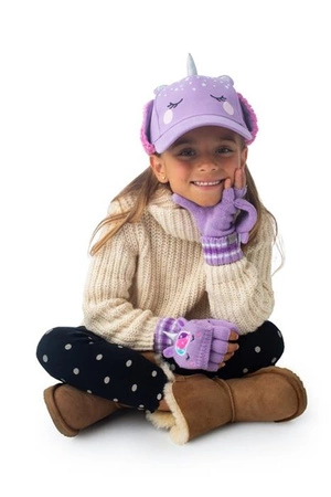 FlapJack Czapka Dziecięca z Daszkiem i Nausznikami 3D Jednorożec