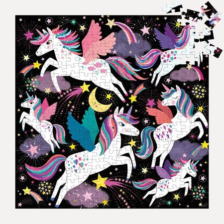 Mudpuppy Puzzle rodzinne świecące w ciemności Jednorożce 300 elementów 7+