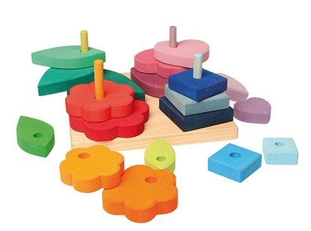 Wieże o różnych kształtach Fabuto na podstawce, 4 szt., kolorowe, 1+, Grimm's