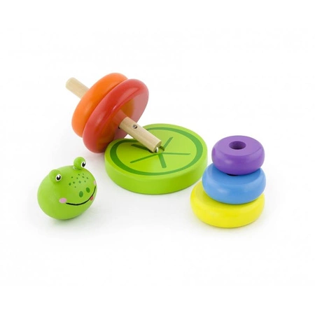 Edukacyjna Zabawka Drewniana Viga Piramidka Nauka Kolorów Żabka