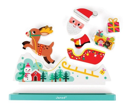 Magnetyczne klocki 3D Sanie Świętego Mikołaja, Janod