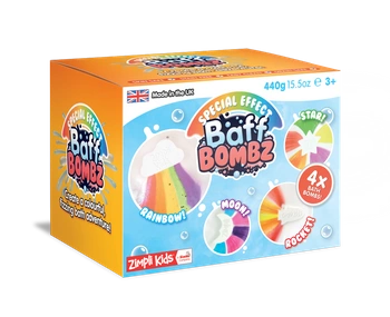 Bomby do kąpieli zmieniające kolor wody, zestaw 4 szt., Rainbow Baff Bombz, 3+, Zimpli Kids