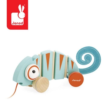 Drewniany kameleon do ciągnięcia Tropik 12m+, Janod