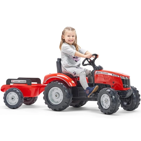 FALK Traktor Massey Ferguson Czerwony na Pedały z Przyczepką od 3 Lat