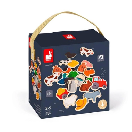 Magnesy drewniane Farma 24 sztuki, Janod