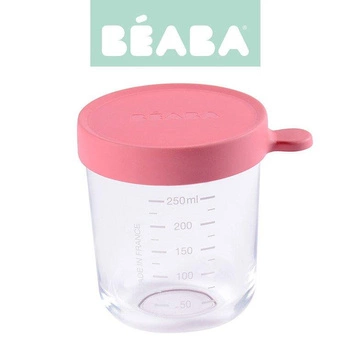 Beaba Pojemnik słoiczek szklany z hermetycznym zamknięciem 250 ml dark pink