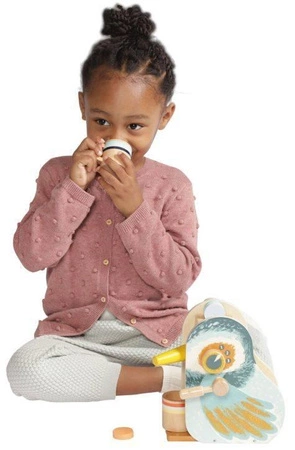 Early Birds drewniany ekspres do kawy z akcesoriami 160260-Manhattan Toy, mała kuchnia dla dzieci