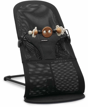 BABYBJORN - leżaczek BLISS MESH - Czarny + Zabawka Googly Eyes Black and White