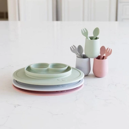 EZPZ Komplet silikonowych sztućców Mini Utensils pastelowa zieleń