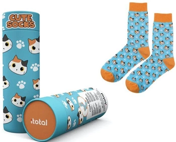 Skarpetki bawełniane z kotkiem niebieskie