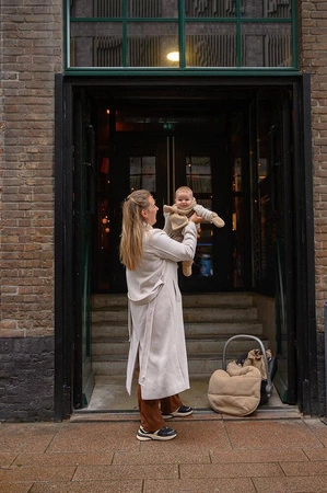 Lodger Szaliczek z polaru dwuwarstwowy beżowy Teddy Fleece Beige 0-12m