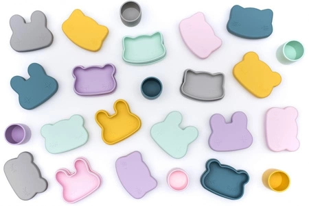 Zamykany silikonowy pojemnik Miś We Might Be Tiny - Dark Grey