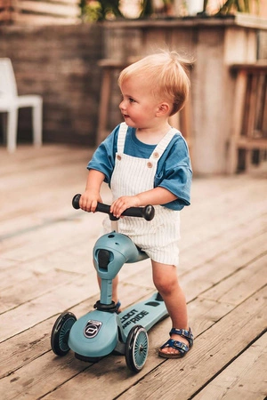 Zestaw SCOOTANDRIDE Highwaykick 1 2w1 Jeździk i hulajnoga 1-5 lat Steel + Kask XXS BLACK