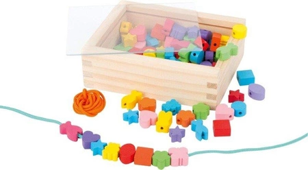 Nawlekanka w drewnianym pudełku, koraliki, 11060-small foot, akcesoria dla dziewczynek