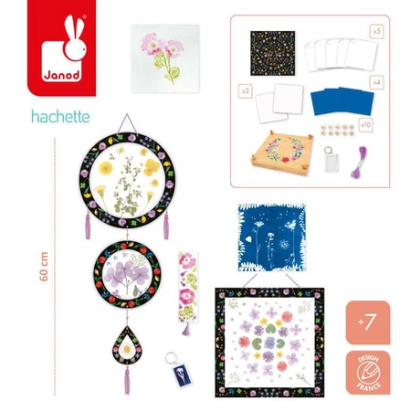 Multizestaw kreatywny 6 dekoracji z użyciem prasy do kwiatów 7+, Janod