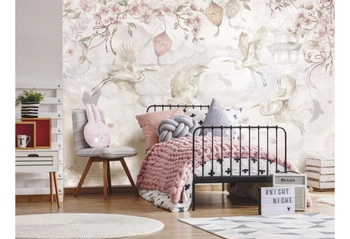 JAPOŃSKI OGRÓD - Tapeta W Kwiaty I Czaple Malumi