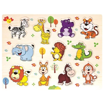 Puzzle drewniane z uchwytami zwierzaki