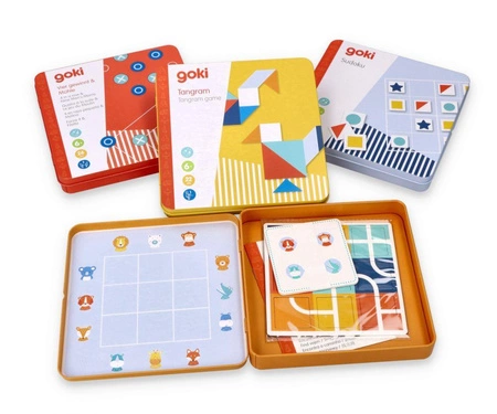 Tangram w metalowym pudełku 56654- Goki, układanki magnetyczne