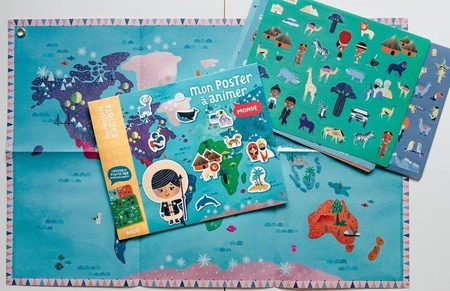 Auzou Mapa świata z naklejkami wielokrotnego użytku 4+ 74486