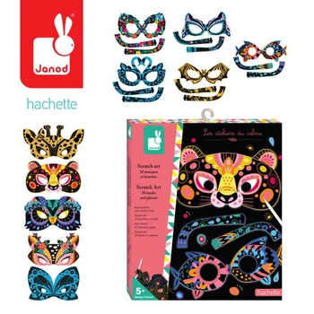 Zestaw kreatywny Zdrapywanki Maski i okulary Zwierzęta 5+, Janod