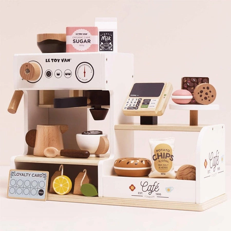 Drewniana kawiarnia dla dzieci, sklep, zabawa w odgrywanie ról, Le Toy Van