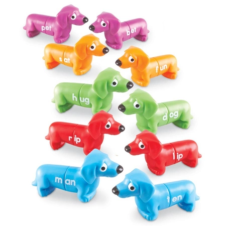 Figurki do nauki liter i poznawania kolorów, Pieski, Zestaw 10 szt. - Snap & Learn