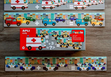 Puzzle do nauki dodawania Apli Kids - Autka 5+